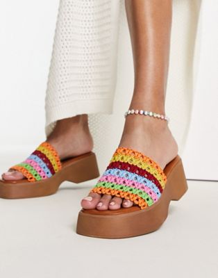 ALDO Yassu chunky mule sandals in bright multi  - ASOS Price Checker