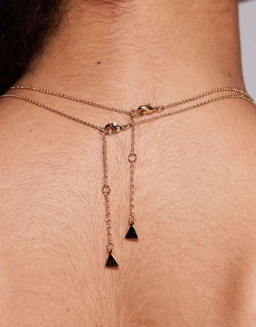 ALDO – Yaude – Mehrlagige goldfarbene Halskette mit transparenten Schmucksteinen, 2 von 3