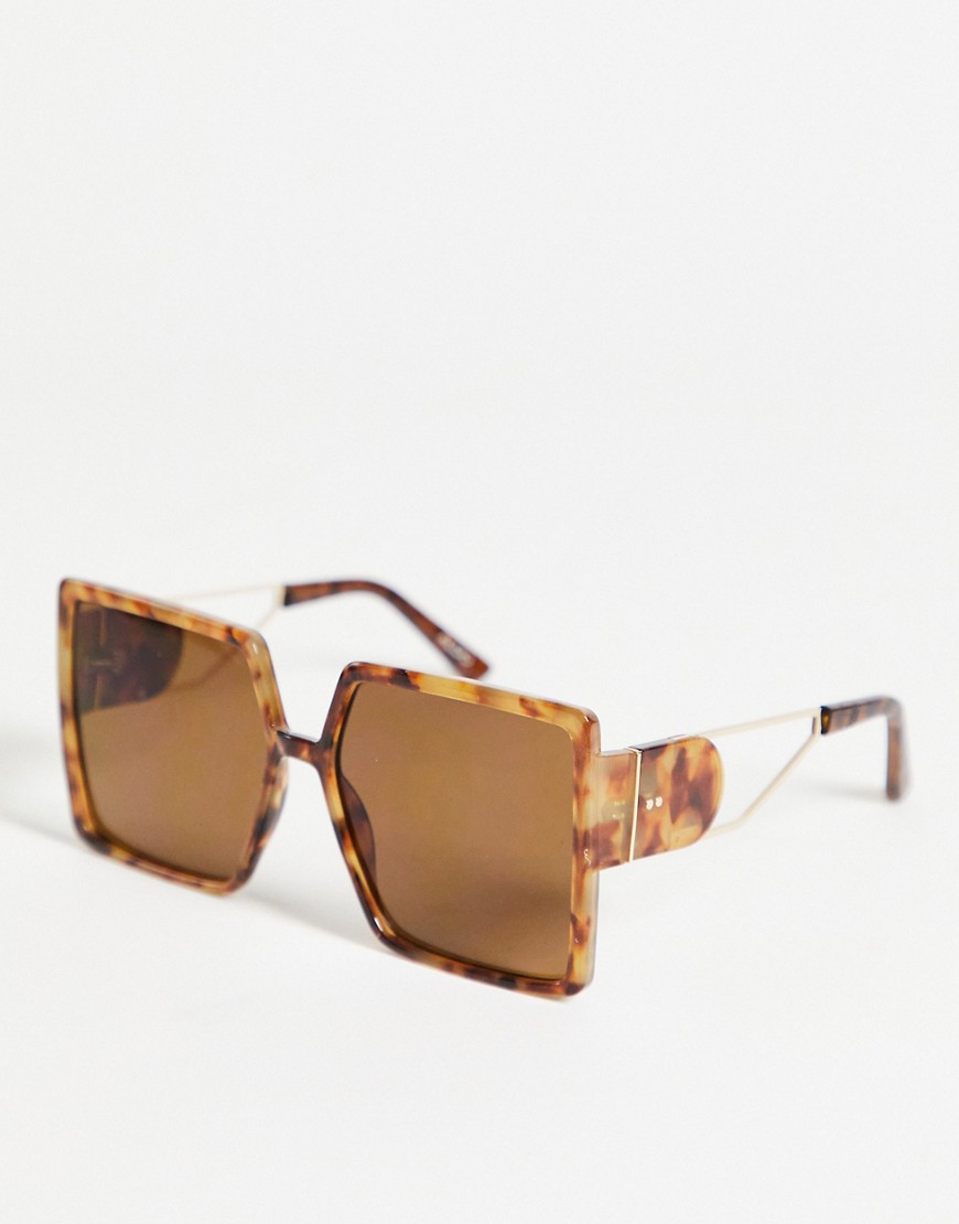 ALDO - Ybeledia - Oversized vierkante zonnebril in tortoise en goud-Bruin
