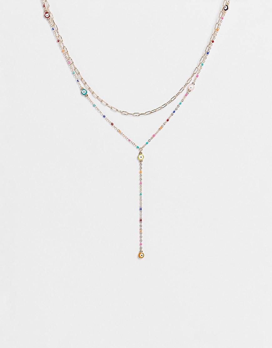 ALDO Ybendawen layering necklaces with evil eye in gold