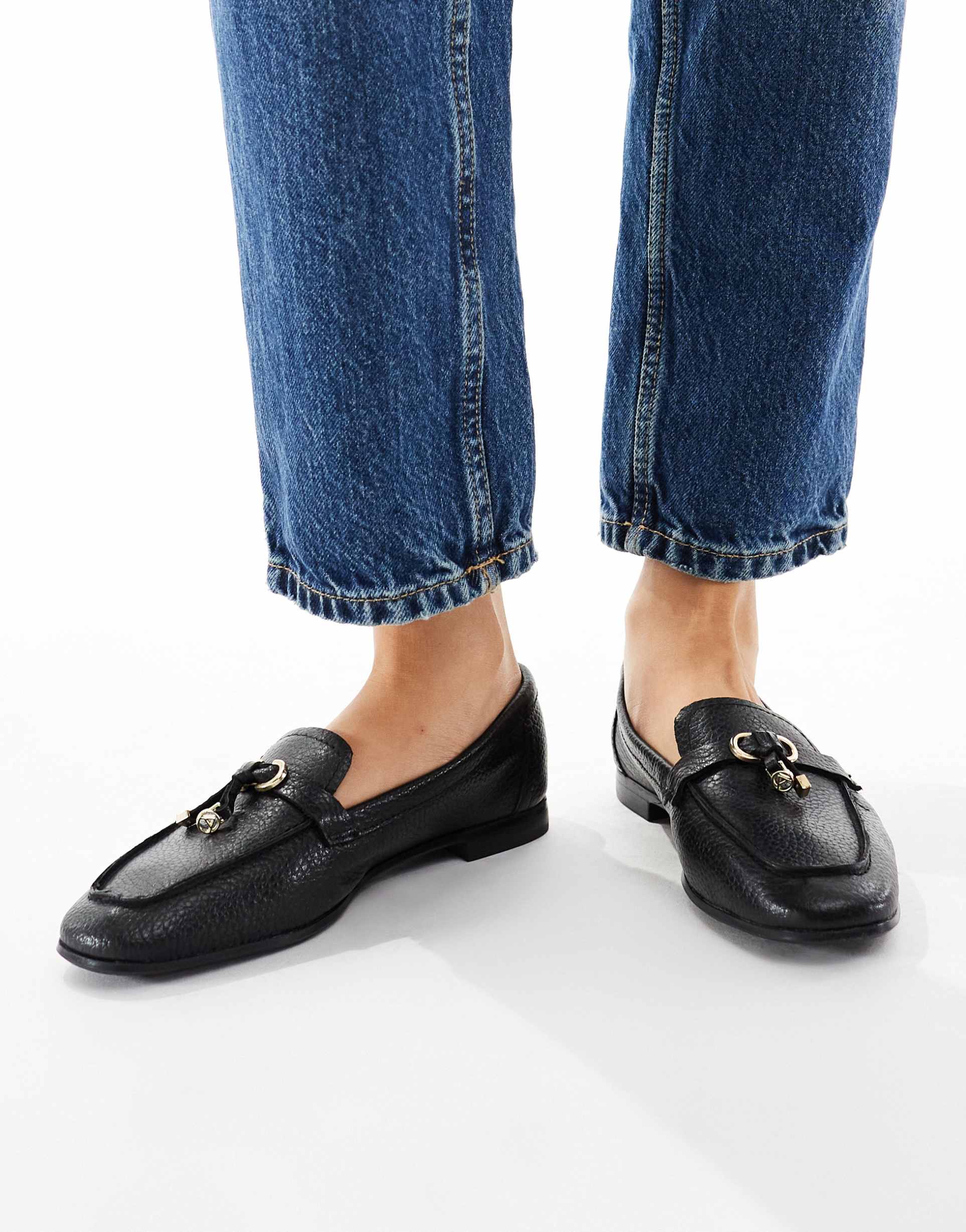 aldo yblide tassel detail loafers in black leather