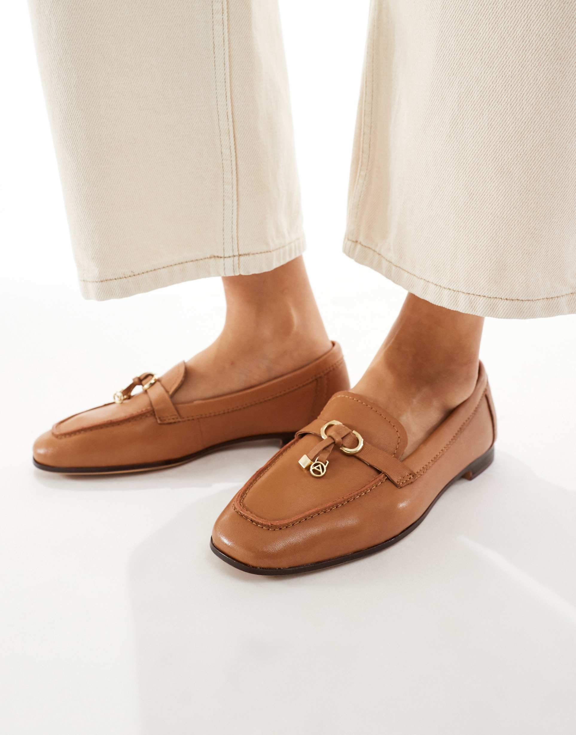 aldo yblide tassel detail loafers in brown leather