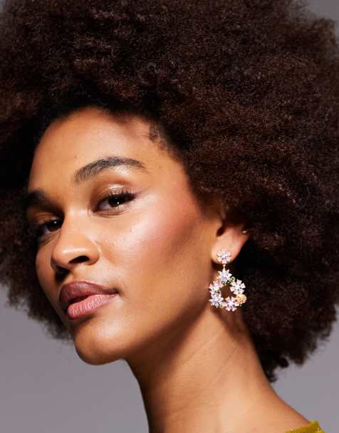 ALDO yelaenna statement flower drop earrings in pink - view 1