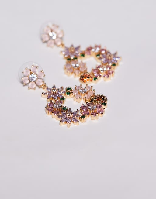 ALDO Yelaenna statement flower drop earrings in pink, 2 of 3