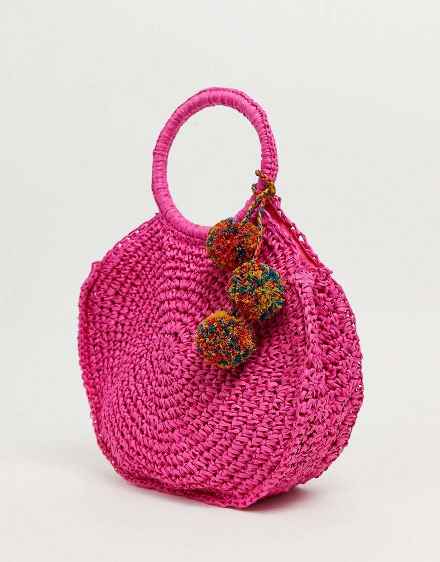 ALDO Yireng bright pink circle tote bag with tassel detail