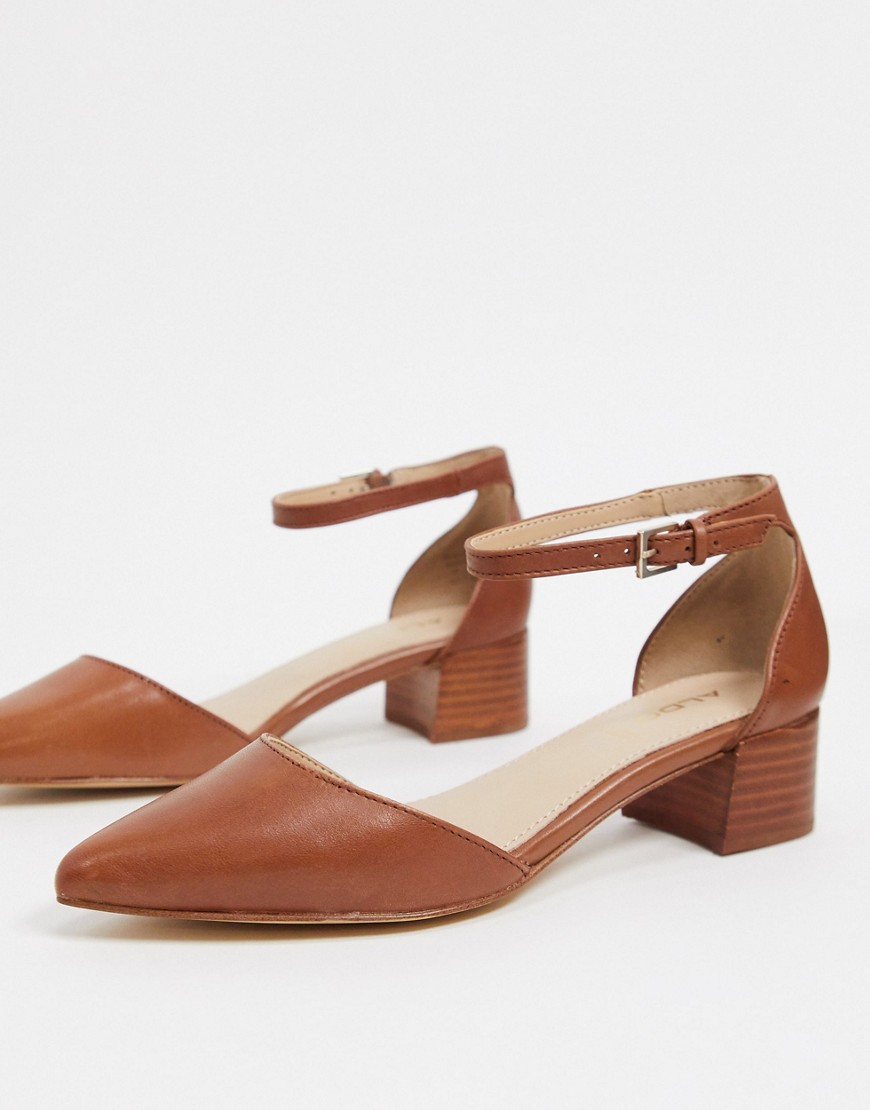 ALDO zuliand leather pointed mid heeled shoes in brown