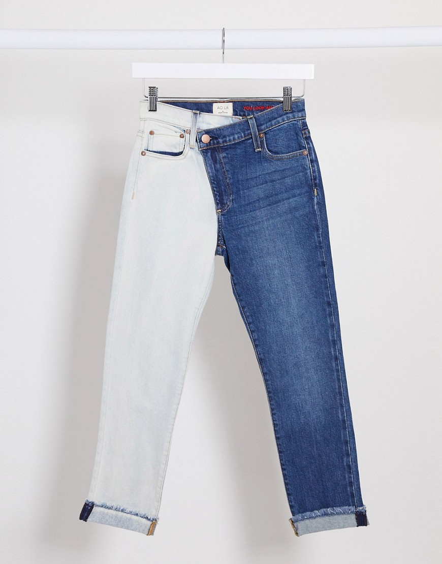 Alice & Olivia – Blå, tvåtonade jeans i boyfriend-modell
