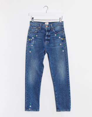 alice and olivia embroidered jeans