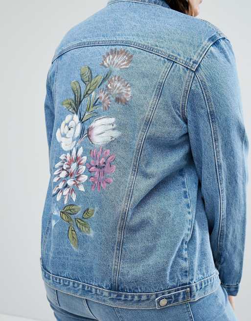 Floral painted denim hot sale jacket