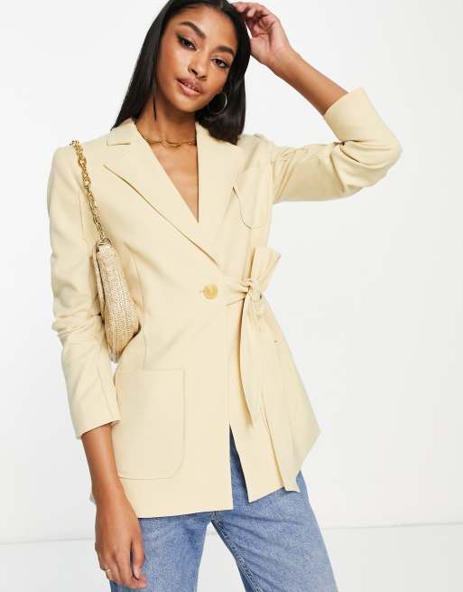 Aligne - Blazer met gestrikte taille in roomwit, deel van co-ord set 