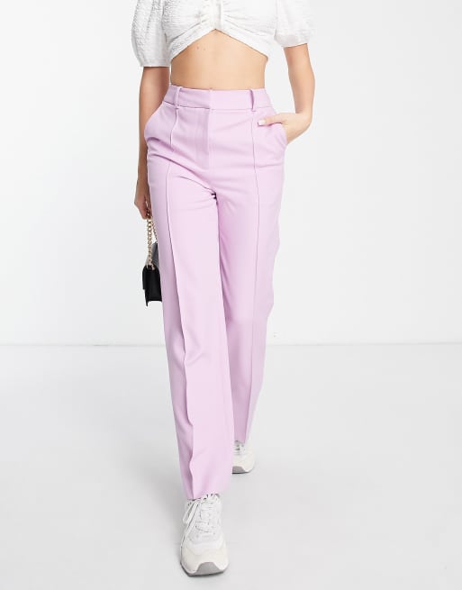 Aligne - Broek van co-ord set met dad pasvorm en hoge taille in lila 