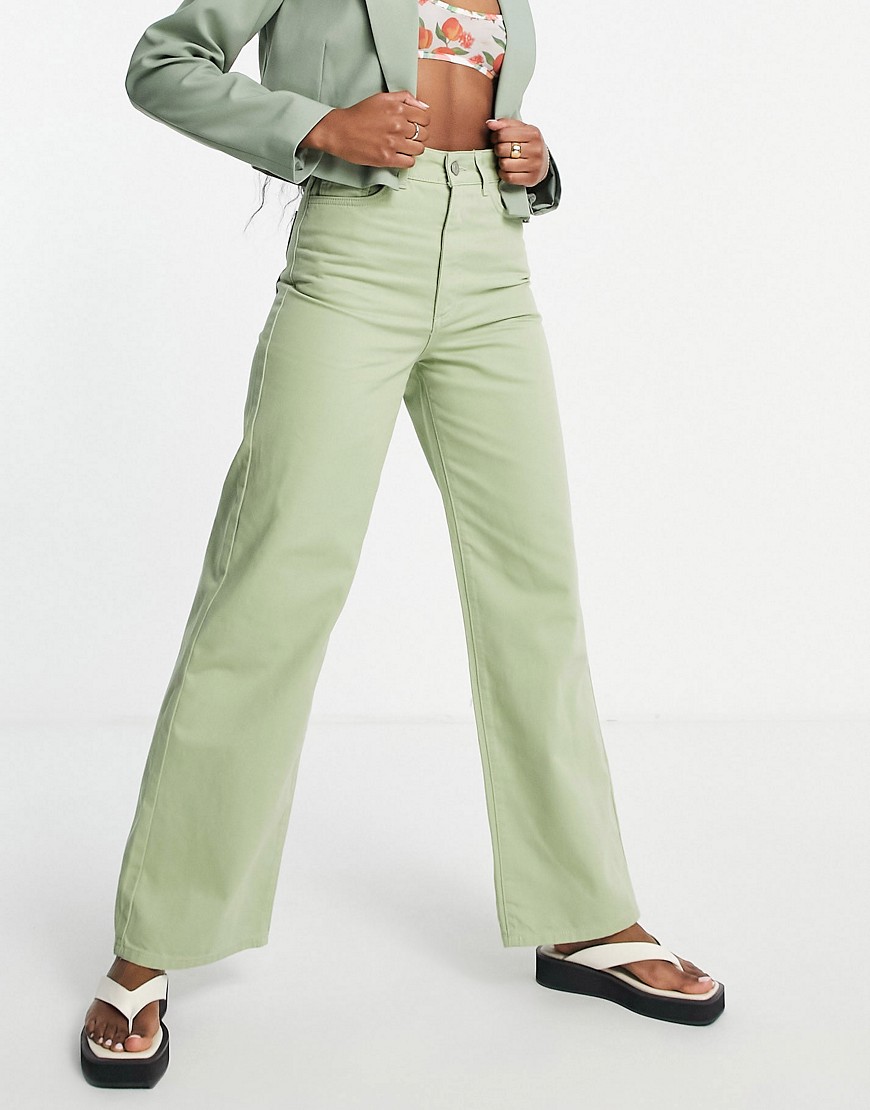 Aligne cotton wide leg jean in pastel green - LGREEN