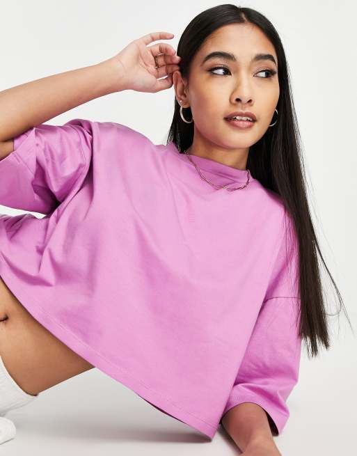 Aligne Cropped Oversized T Shirt In Lilac Asos