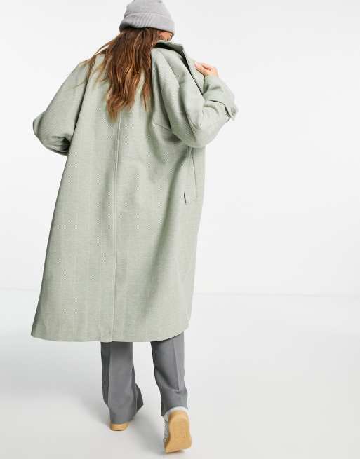 Green shop herringbone coat