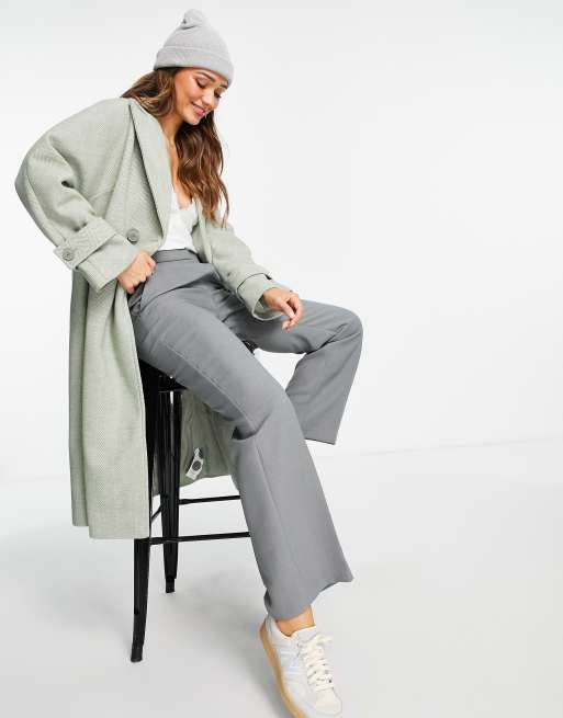 Green herringbone coat sale