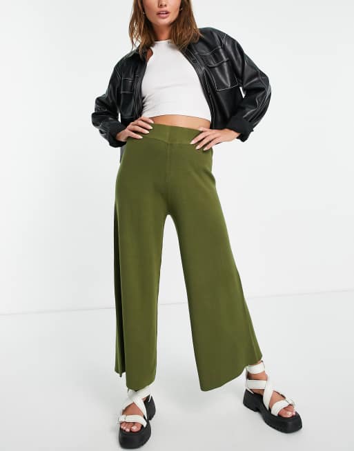 Aligne knitted culottes in khaki (Part of a set)