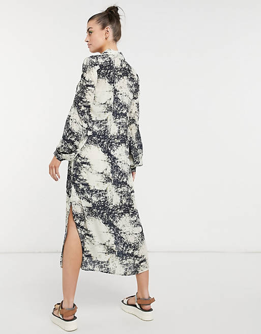  Aligne recycled midi shirt dress in marble print 
