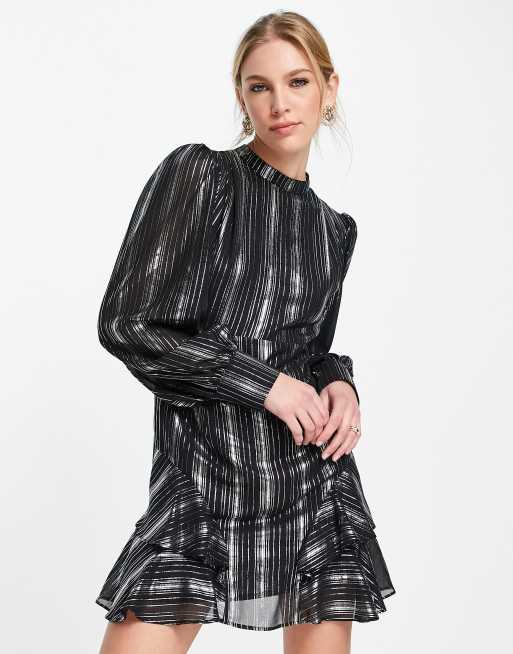 Aligne - Robe courte métallisée - Noir
