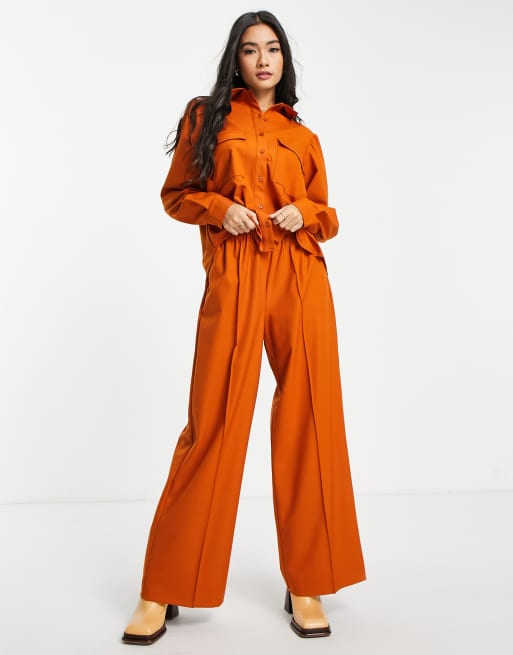 Aligne wide leg trouser co-ord in rust - COPPER