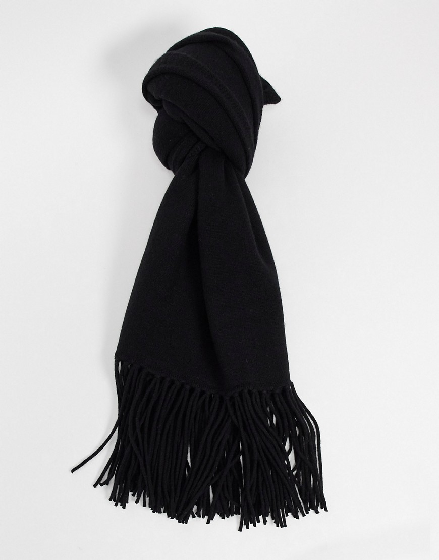 All Saints boiled wool scarf in black
