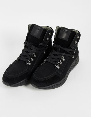 All Saints brant chunky hiker trainers in black suede | ASOS