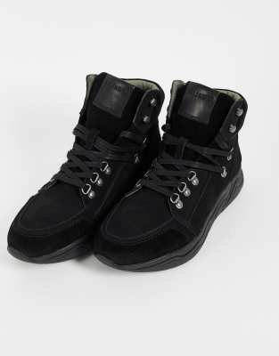 All Saints brant chunky hiker trainers in black suede | ASOS