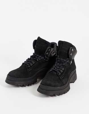 black suede walking boots