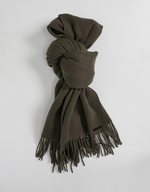 All Saints heavy wool blanket scarf in khaki