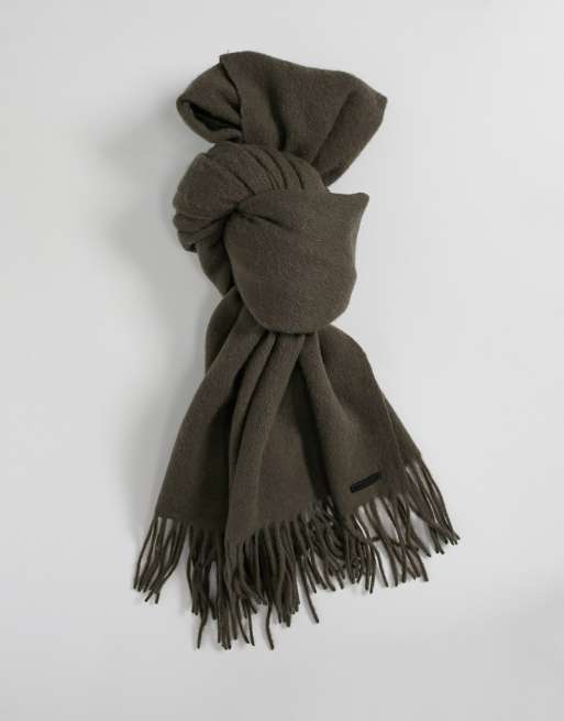 All Saints heavy wool blanket scarf in khaki | ASOS