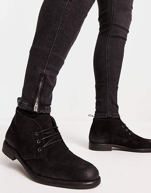 All Saints huxley chukka boots in black suede | ASOS