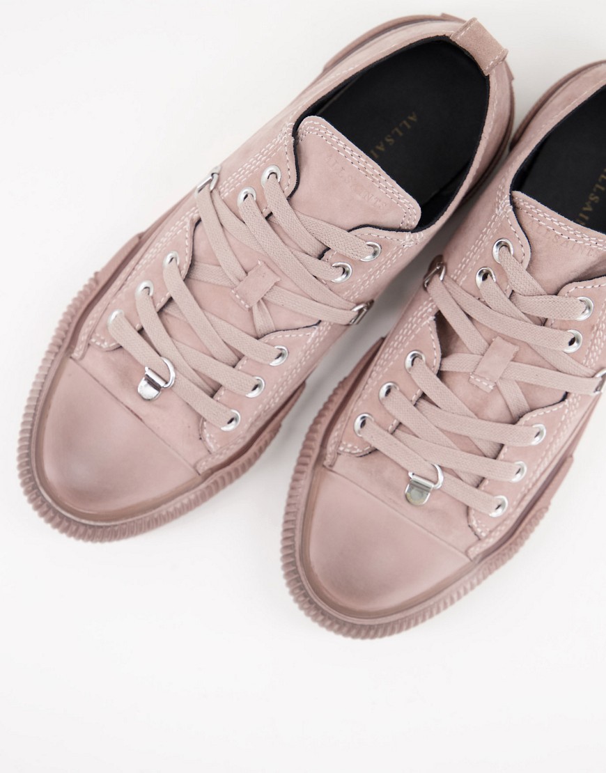 ALL SAINTS jazmin low top lace up sneakers in pink suede