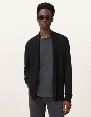 All Saints - Maes - Gilet ouvert en mérinos - Noir - view 1