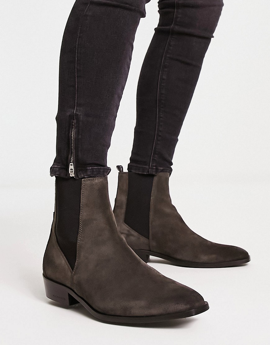 All Saints Markus Chelsea Boots In Grey Suede