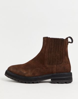 All Saints noble chelsea boots in brown suede