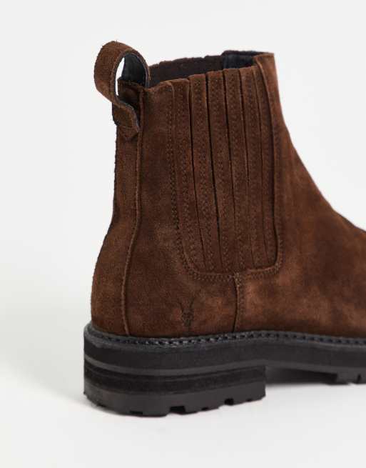 All Saints noble chelsea boots in brown suede ASOS