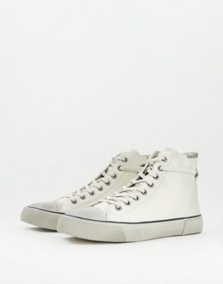 All Saints osun high top lace up trainers in chalk leather