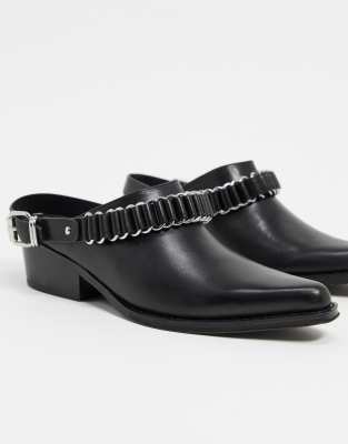 Allsaints All Saints Ryder Leather Western Mules In Black In Black