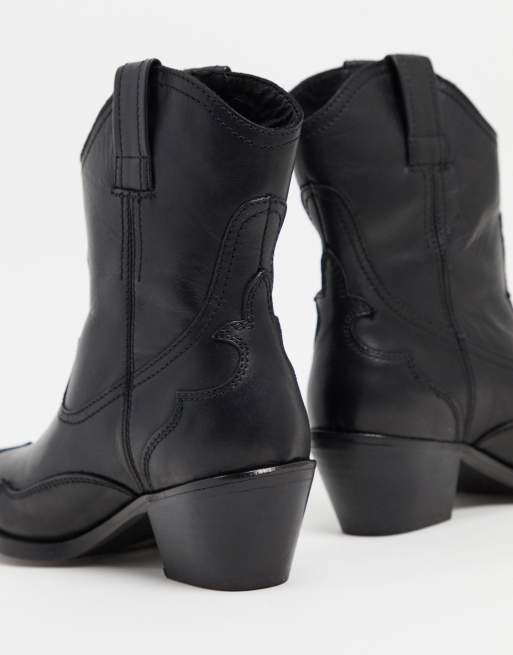 All Saints shira leather western boots in black ASOS