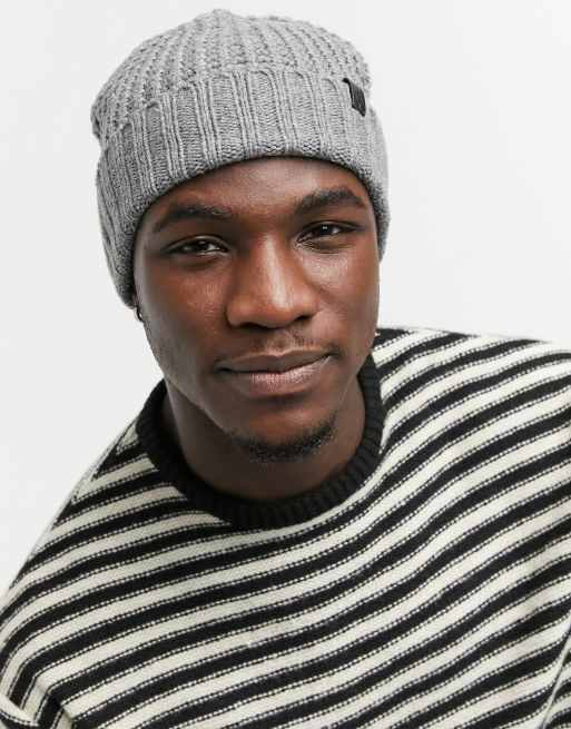 All Saints thermal stitch beanie in grey marl ASOS