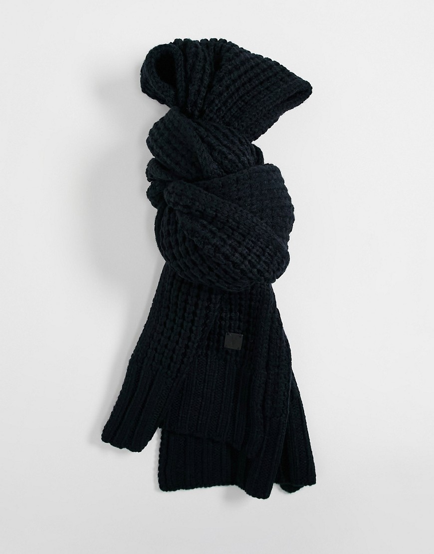 All Saints thermal stitch scarf in ink navy