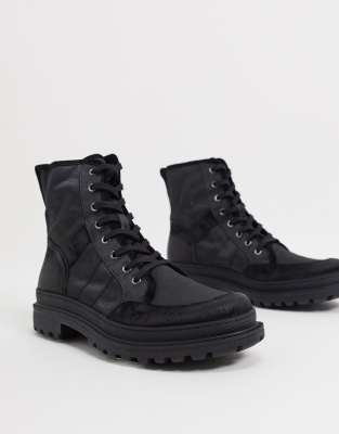 black chunky military boots