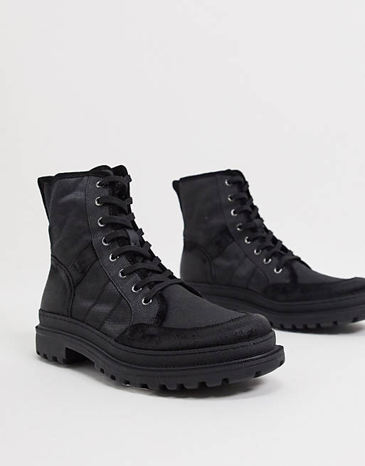 All Saints traction chunky military boots in black | ASOS