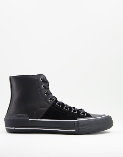 All Saints waylon high top lace up trainers in black