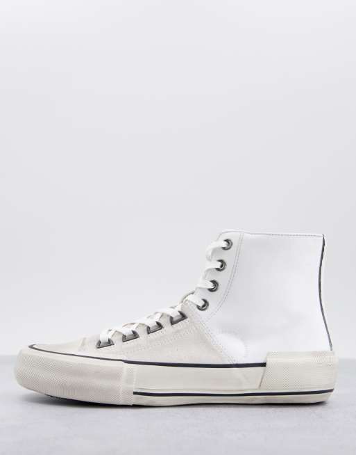 All Saints - Waylon - Sneakers stringate alte bianco sporco