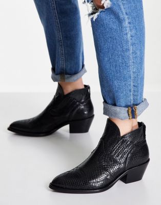 All Saints weiz heeled ankle boots in black leather