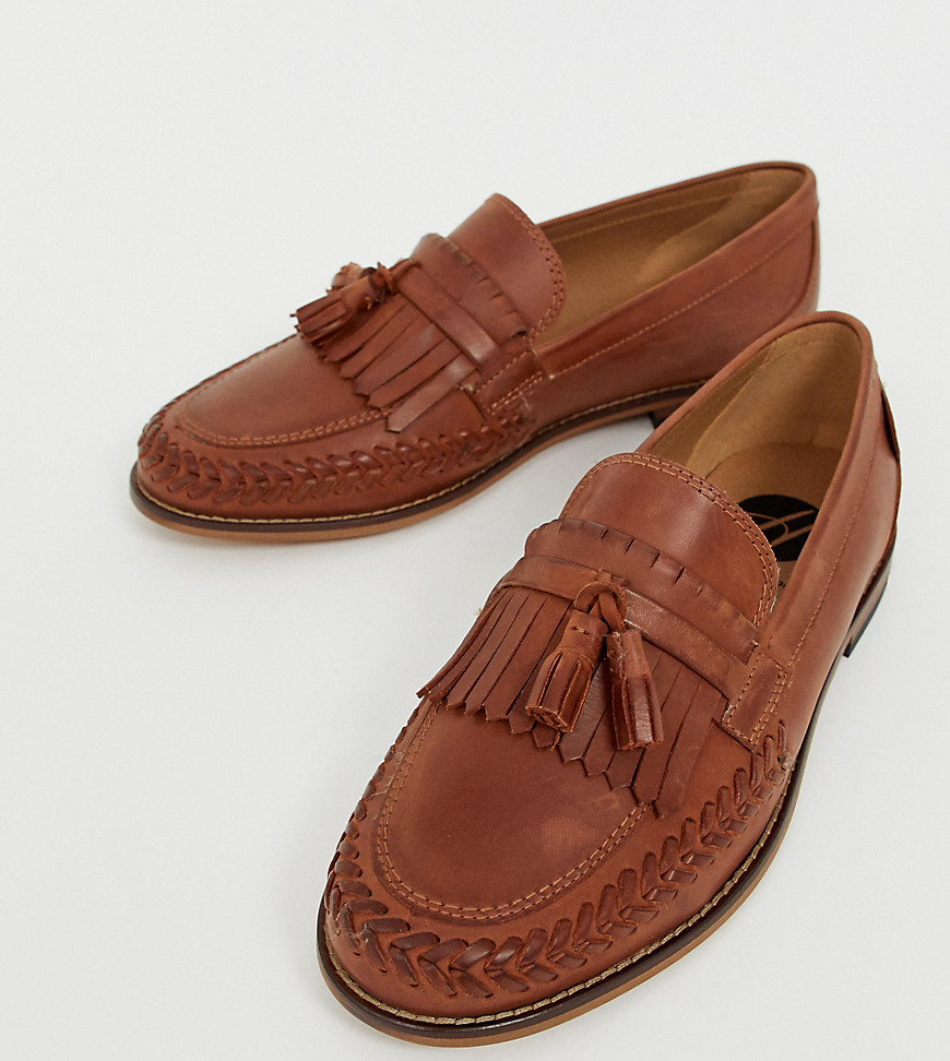 Alloa vævede loafers i brunt læder med bred pasform fra H By Hudson-Tan