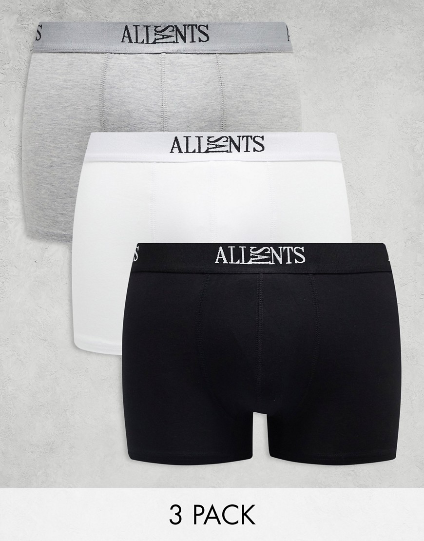 Allsaints 3-pack Cotton Briefs In Black, Gray, White-multi