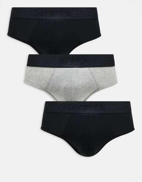 AllSaints 3-pack cotton briefs in black and gray - view 1