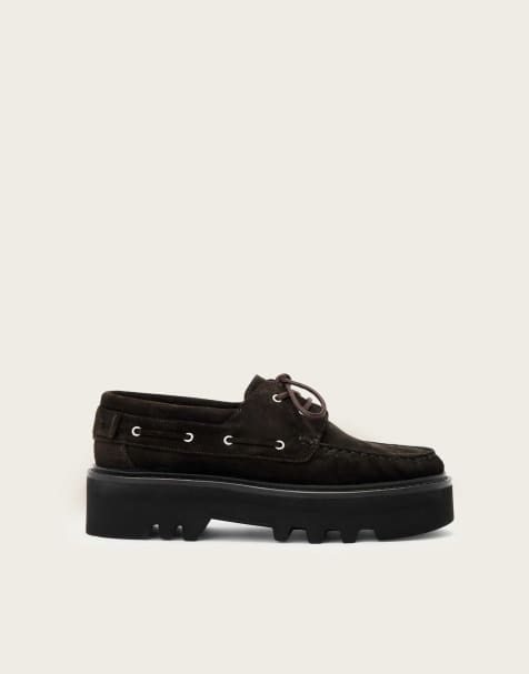 AllSaints Aastha boat shoe in brown suede - view 1