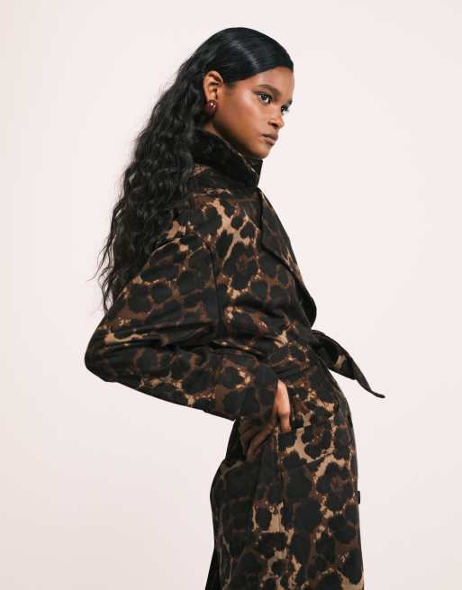 AllSaints - Abel - Brun/sort trenchcoat med leopardmønster , 2 af 4